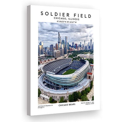 Soldier Field, Chicago Bears Football Stadium Wall Art Print, Sport Art Print, Canvas Prints Wall Art, Man Cave Decor