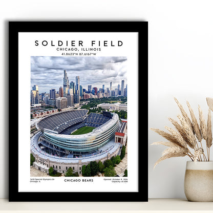 Soldier Field, Chicago Bears Football Stadium Wall Art Print, Sport Art Print, Framed Art Prints Wall Decor