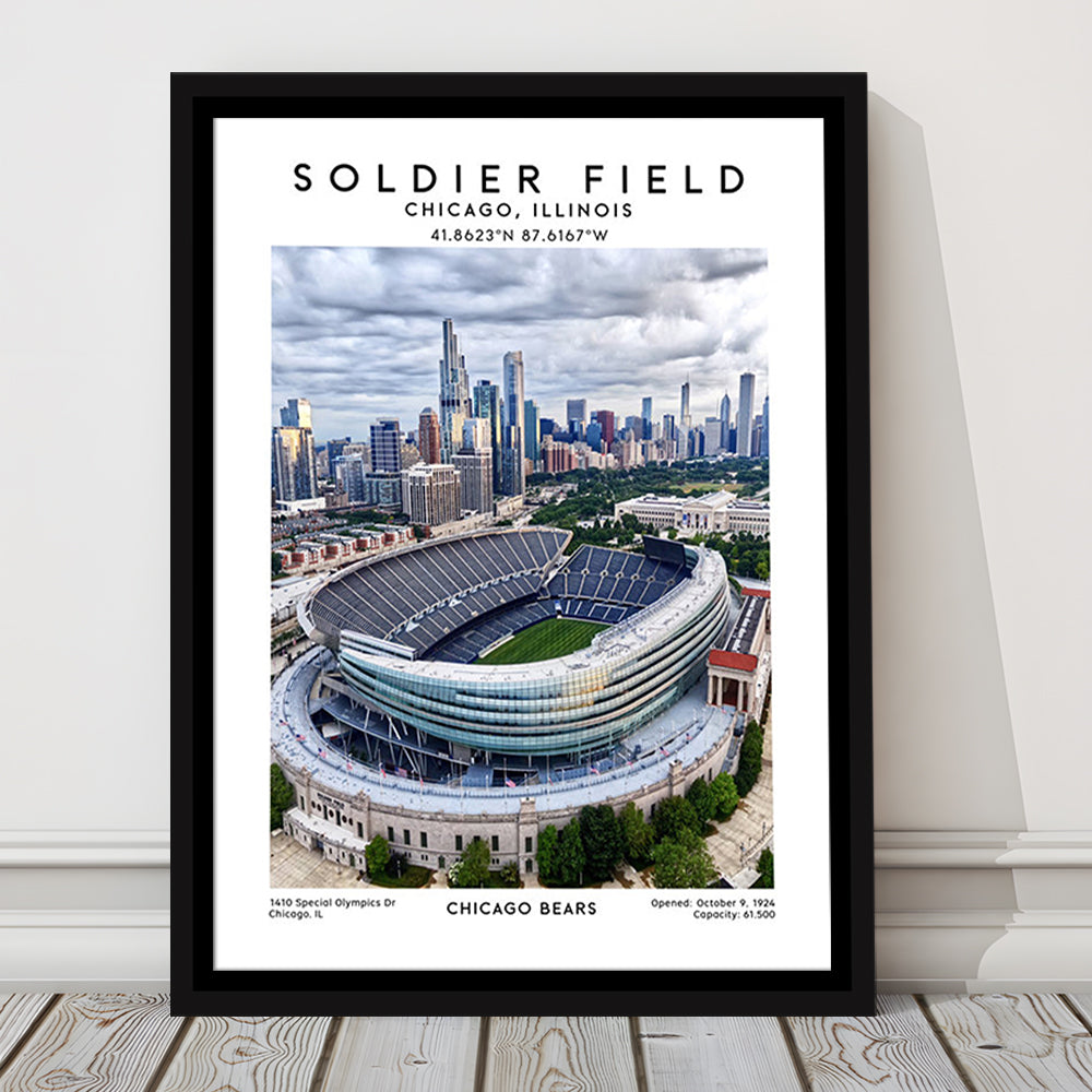 Soldier Field, Chicago Bears Football Stadium Wall Art Print, Sport Art Print, Framed Canvas Prints Wall Art