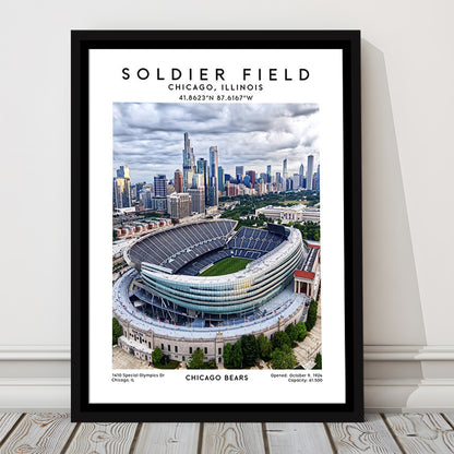 Soldier Field, Chicago Bears Football Stadium Wall Art Print, Sport Art Print, Framed Canvas Prints Wall Art