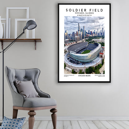 Soldier Field, Chicago Bears Football Stadium Wall Art Print, Sport Art Print, Framed Canvas Prints Wall Art
