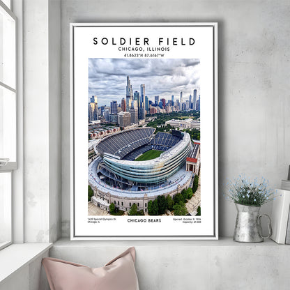 Soldier Field, Chicago Bears Football Stadium Wall Art Print, Sport Art Print, Framed Canvas Prints Wall Art