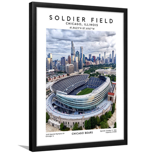 Soldier Field, Chicago Bears Football Stadium Wall Art Print, Sport Art Print, Framed Art Prints Wall Decor