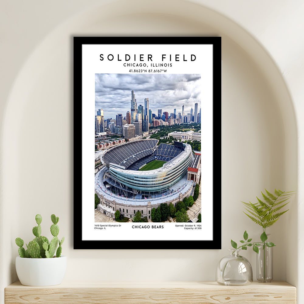 Soldier Field, Chicago Bears Football Stadium Wall Art Print, Sport Art Print, Framed Art Prints Wall Decor