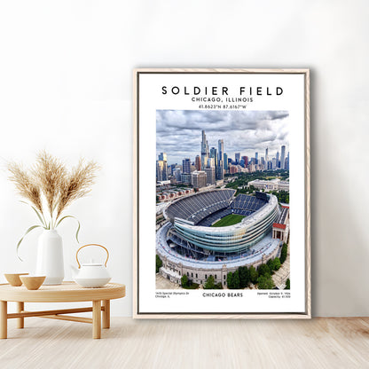 Soldier Field, Chicago Bears Football Stadium Wall Art Print, Sport Art Print, Framed Canvas Prints Wall Art