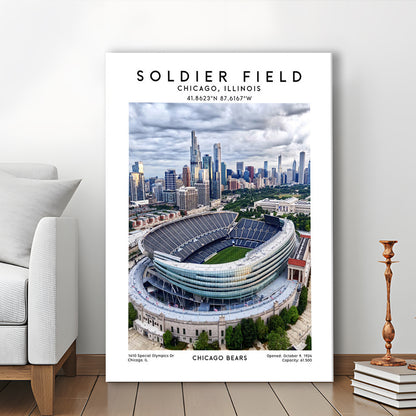 Soldier Field, Chicago Bears Football Stadium Wall Art Print, Sport Art Print, Canvas Prints Wall Art, Man Cave Decor