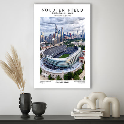 Soldier Field, Chicago Bears Football Stadium Wall Art Print, Sport Art Print, Canvas Prints Wall Art, Man Cave Decor