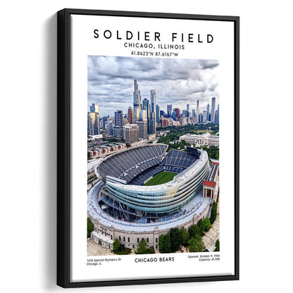 Soldier Field, Chicago Bears Football Stadium Wall Art Print, Sport Art Print, Framed Canvas Prints Wall Art