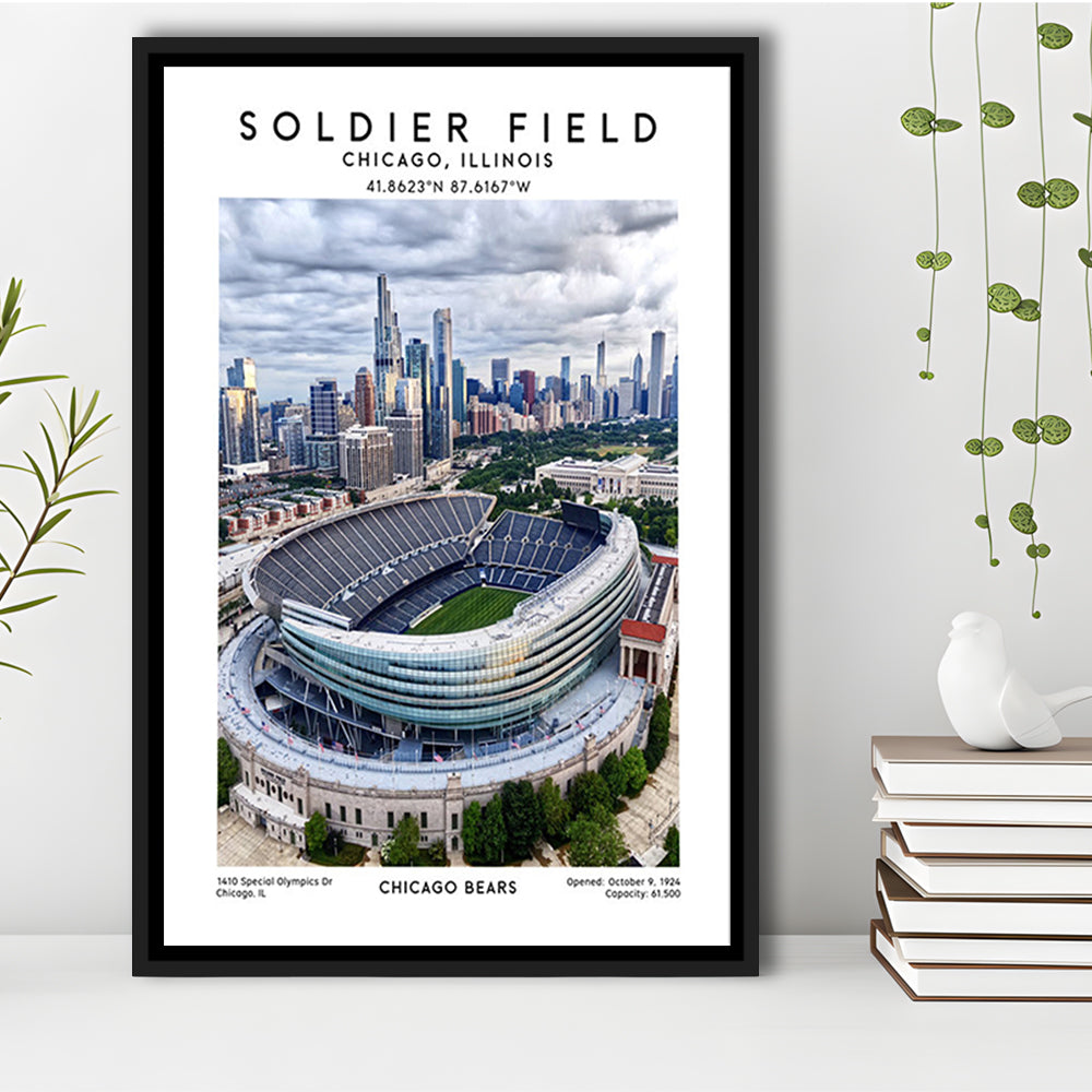 Soldier Field, Chicago Bears Football Stadium Wall Art Print, Sport Art Print, Framed Canvas Prints Wall Art