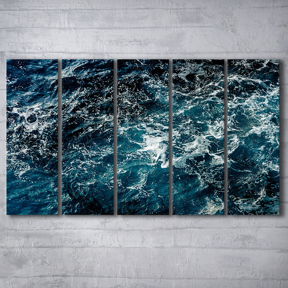 Soothing Sea Wave Wall Art Coastal Canvas Print Featuring Calming Ocean Waves, 5 Piece B Extra Large Cavas Print Wall Art