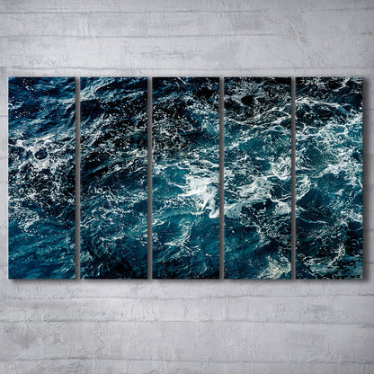 Soothing Sea Wave Wall Art Coastal Canvas Print Featuring Calming Ocean Waves, 5 Piece B Extra Large Cavas Print Wall Art