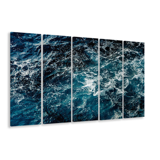 Soothing Sea Wave Wall Art Coastal Canvas Print Featuring Calming Ocean Waves, 5 Piece B Extra Large Cavas Print Wall Art