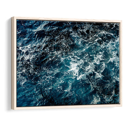 Soothing Sea Wave Wall Art Coastal Canvas Print Featuring Calming Ocean Waves, Framed Cavas Print, Floating Frame