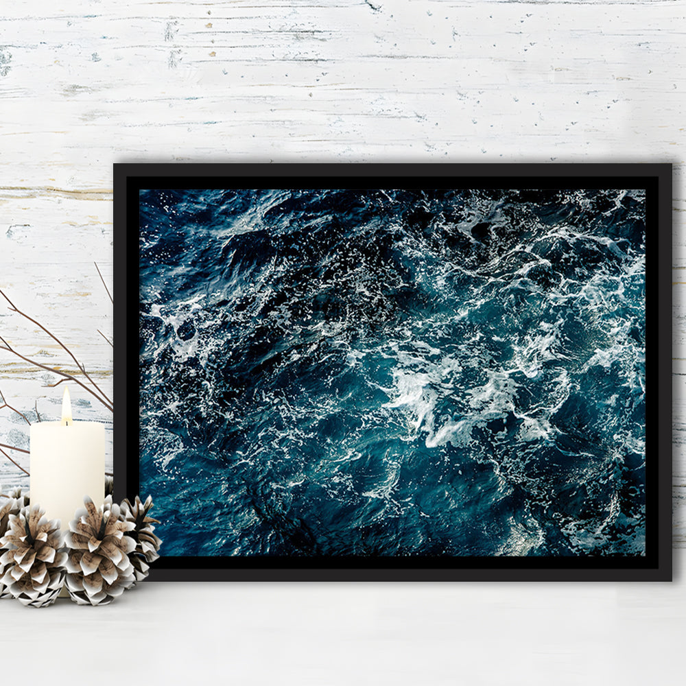 Soothing Sea Wave Wall Art Coastal Canvas Print Featuring Calming Ocean Waves, Framed Cavas Print, Floating Frame
