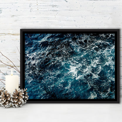 Soothing Sea Wave Wall Art Coastal Canvas Print Featuring Calming Ocean Waves, Framed Cavas Print, Floating Frame
