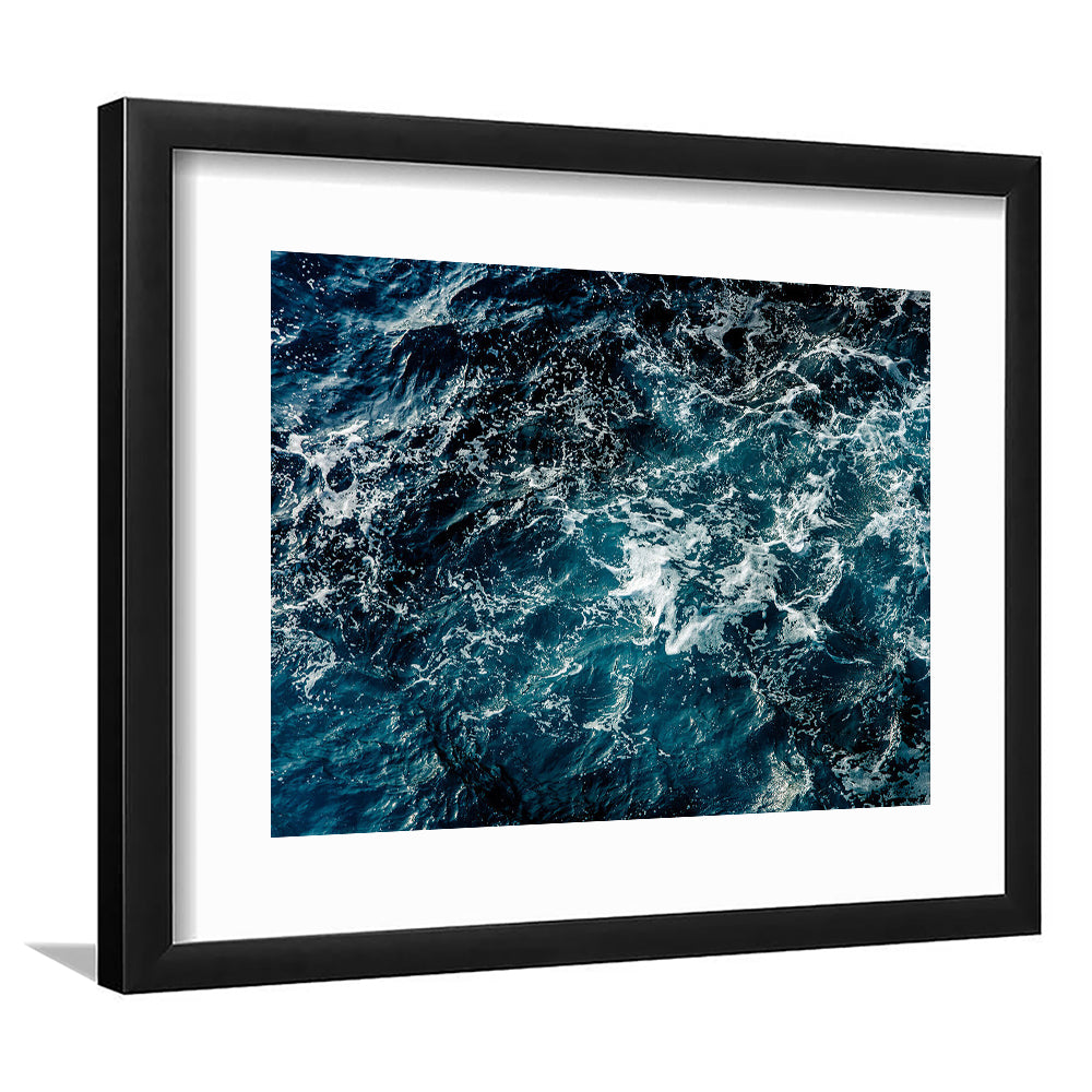 Soothing Sea Wave Wall Art Coastal Art Print Featuring Calming Ocean Waves, Framed Art Print White Border