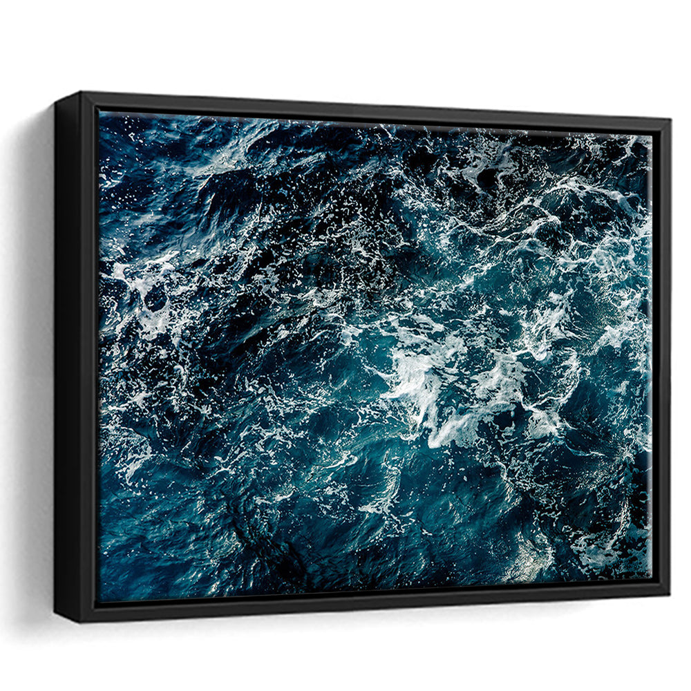 Soothing Sea Wave Wall Art Coastal Canvas Print Featuring Calming Ocean Waves, Framed Cavas Print, Floating Frame