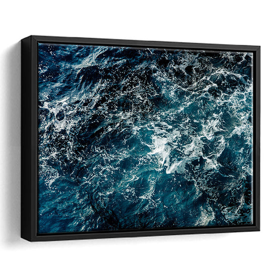 Soothing Sea Wave Wall Art Coastal Canvas Print Featuring Calming Ocean Waves, Framed Cavas Print, Floating Frame