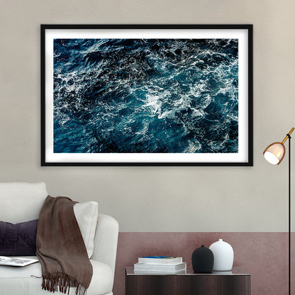 Soothing Sea Wave Wall Art Coastal Art Print Featuring Calming Ocean Waves, Framed Art Print White Border