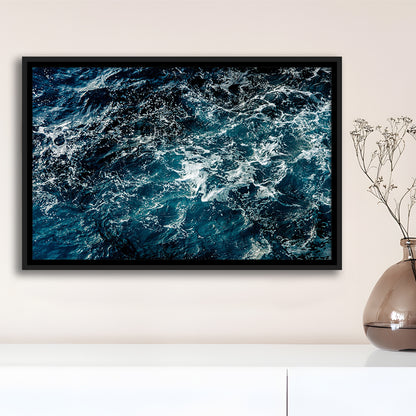Soothing Sea Wave Wall Art Coastal Canvas Print Featuring Calming Ocean Waves, Framed Cavas Print, Floating Frame