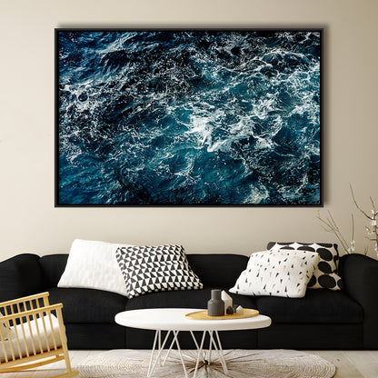 Soothing Sea Wave Wall Art Coastal Canvas Print Featuring Calming Ocean Waves, Framed Cavas Print, Floating Frame