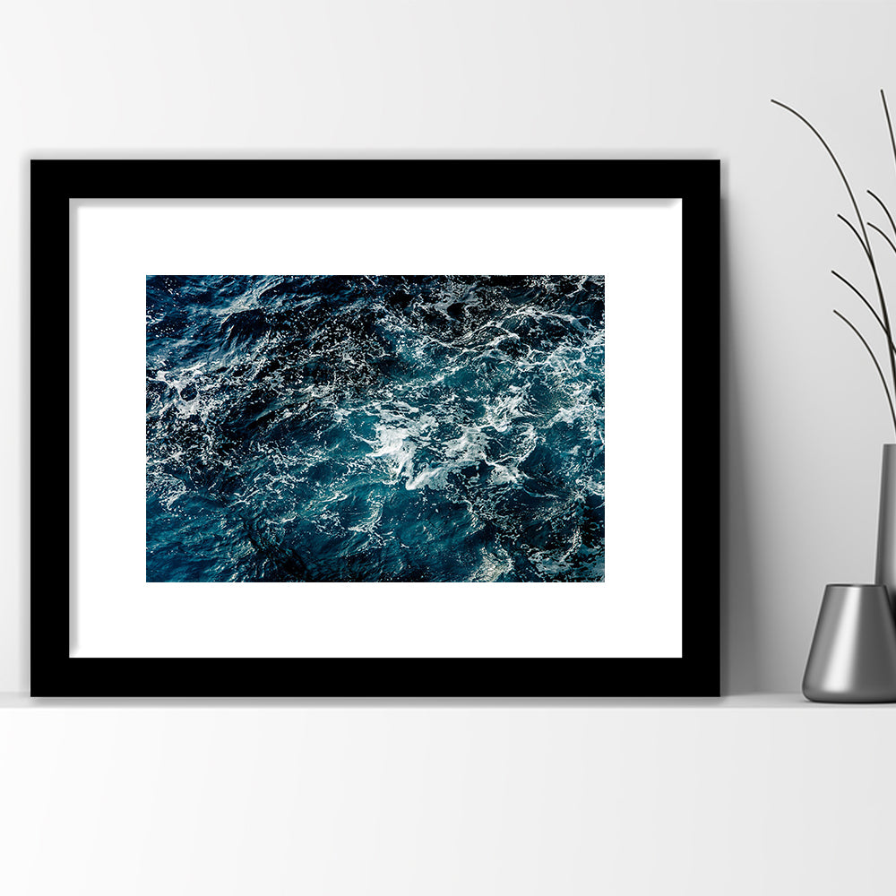 Soothing Sea Wave Wall Art Coastal Art Print Featuring Calming Ocean Waves, Framed Art Print White Border