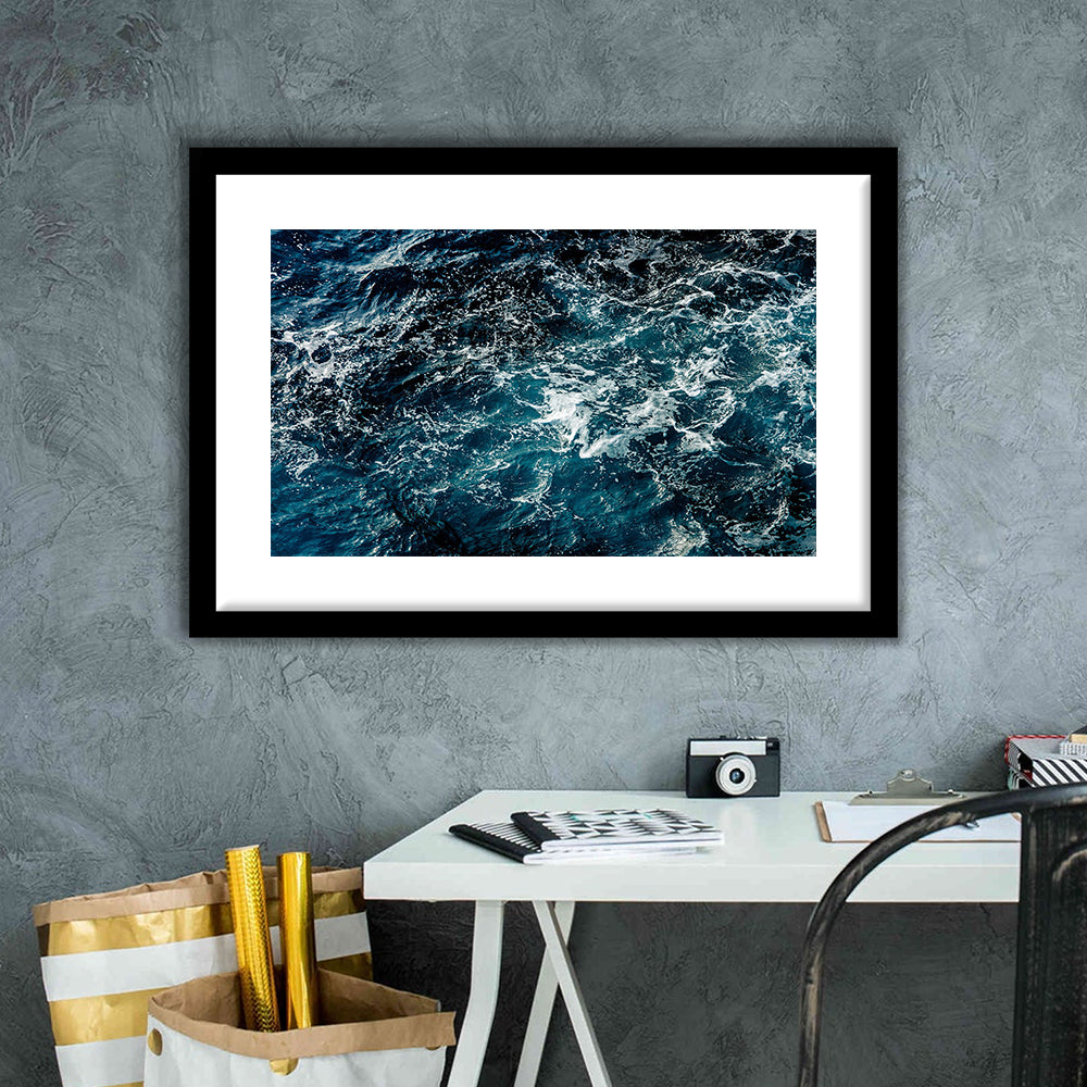 Soothing Sea Wave Wall Art Coastal Art Print Featuring Calming Ocean Waves, Framed Art Print White Border