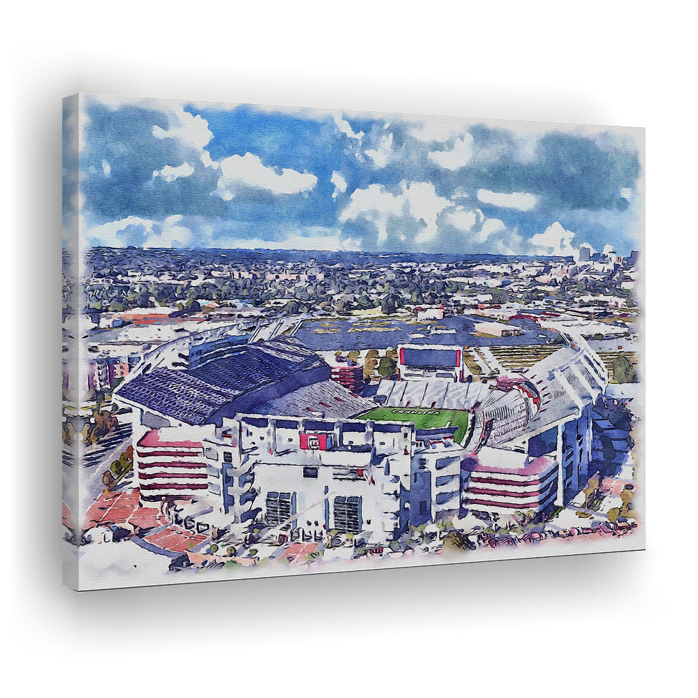 South Carolina Gamecocks, Williams Brice Painting Stadium Watercolor, Sport Art, Gifts for him, Canvas Print Wall Art