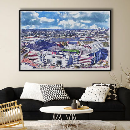 South Carolina Gamecocks, Williams Brice Painting Stadium Watercolor, Sport Gift Art, Framed Canvas Print Wall Art