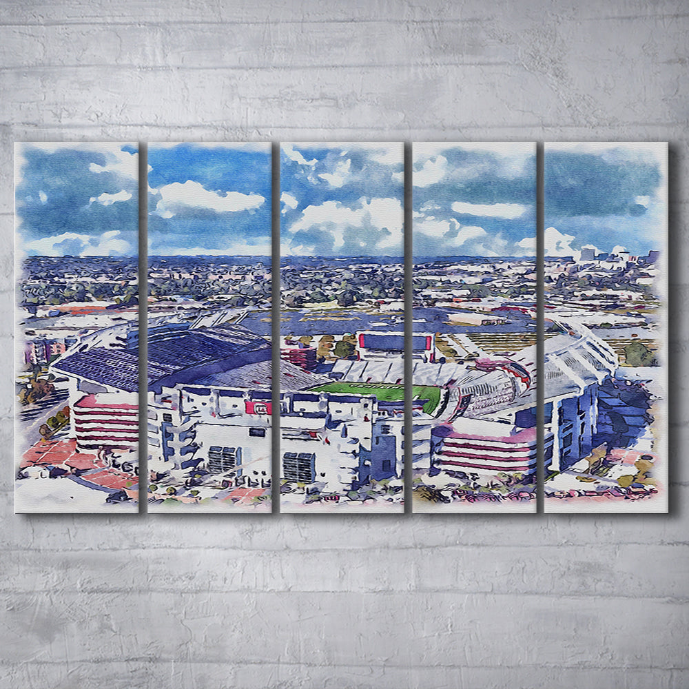 South Carolina Gamecocks, Williams Brice Painting Stadium Watercolor, Sport Art, Extra Large Canvas Print Wall Art