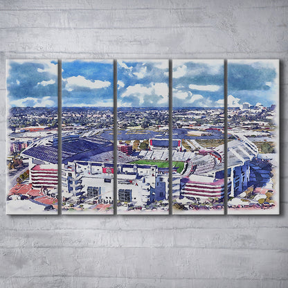 South Carolina Gamecocks, Williams Brice Painting Stadium Watercolor, Sport Art, Extra Large Canvas Print Wall Art