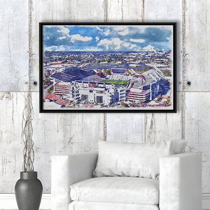 South Carolina Gamecocks, Williams Brice Painting Stadium Watercolor, Sport Gift Art, Framed Canvas Print Wall Art