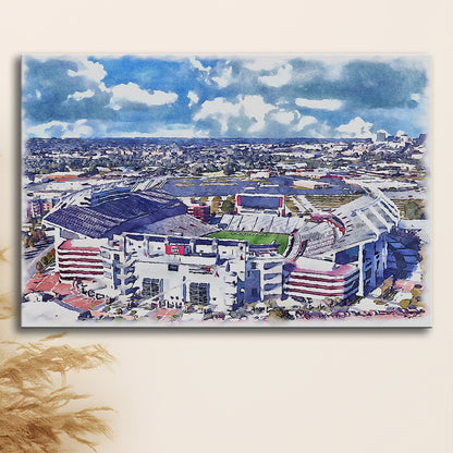 South Carolina Gamecocks, Williams Brice Painting Stadium Watercolor, Sport Art, Gifts for him, Canvas Print Wall Art