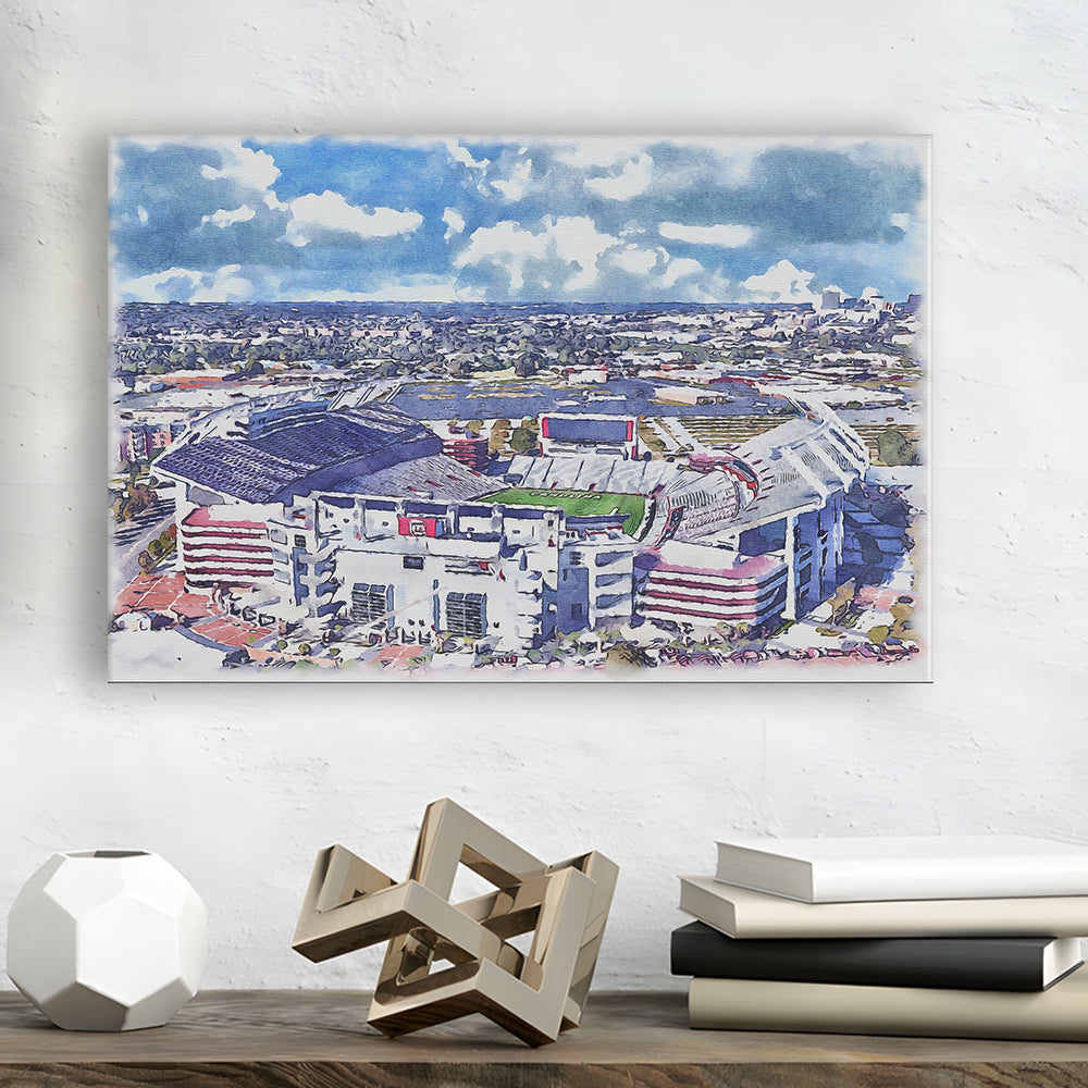 South Carolina Gamecocks, Williams Brice Painting Stadium Watercolor, Sport Art, Gifts for him, Canvas Print Wall Art