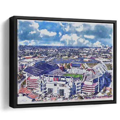 South Carolina Gamecocks, Williams Brice Painting Stadium Watercolor, Sport Gift Art, Framed Canvas Print Wall Art