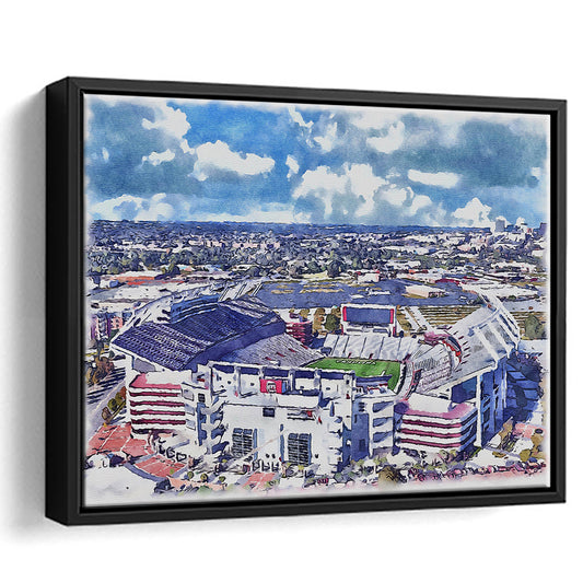 South Carolina Gamecocks, Williams Brice Painting Stadium Watercolor, Sport Gift Art, Framed Canvas Print Wall Art