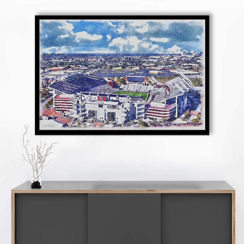 South Carolina Gamecocks, Williams Brice Painting Stadium Watercolor, Sport Gift Art, Framed Art Print Wall Decor