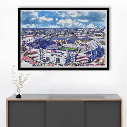 South Carolina Gamecocks, Williams Brice Painting Stadium Watercolor, Sport Gift Art, Framed Art Print Wall Decor