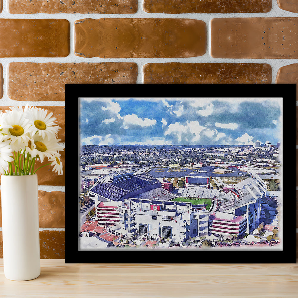 South Carolina Gamecocks, Williams Brice Painting Stadium Watercolor, Sport Gift Art, Framed Art Print Wall Decor