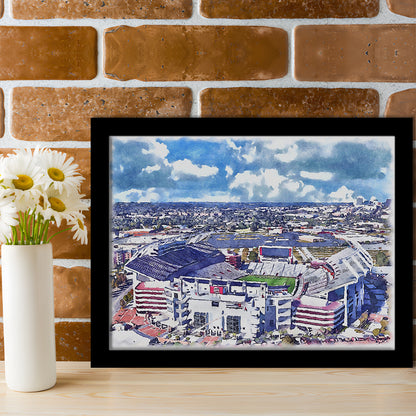 South Carolina Gamecocks, Williams Brice Painting Stadium Watercolor, Sport Gift Art, Framed Art Print Wall Decor