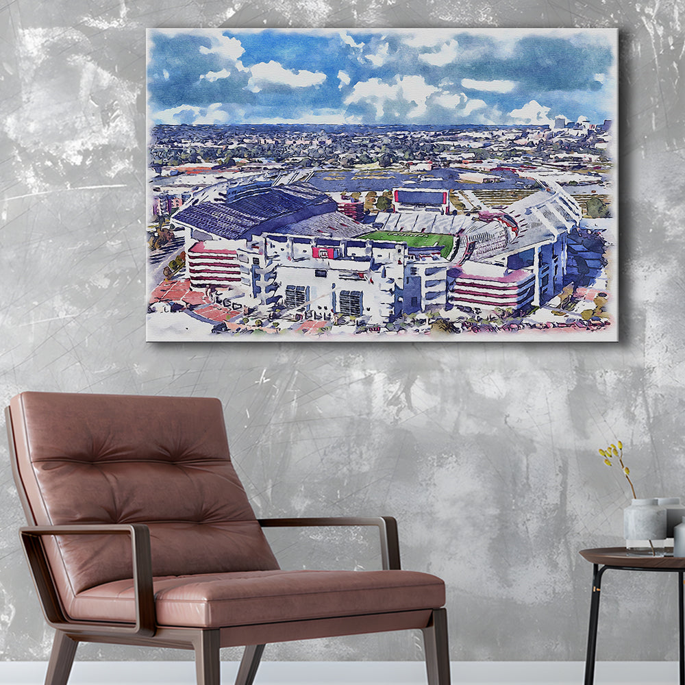South Carolina Gamecocks, Williams Brice Painting Stadium Watercolor, Sport Art, Gifts for him, Canvas Print Wall Art