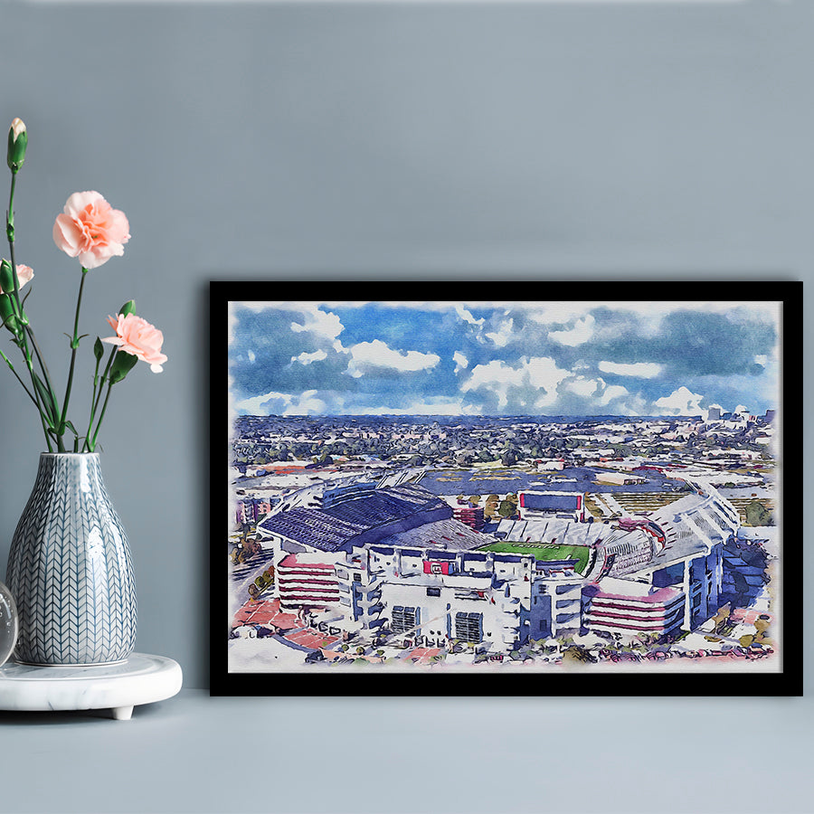 South Carolina Gamecocks, Williams Brice Painting Stadium Watercolor, Sport Gift Art, Framed Art Print Wall Decor