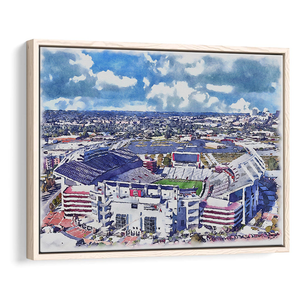 South Carolina Gamecocks, Williams Brice Painting Stadium Watercolor, Sport Gift Art, Framed Canvas Print Wall Art
