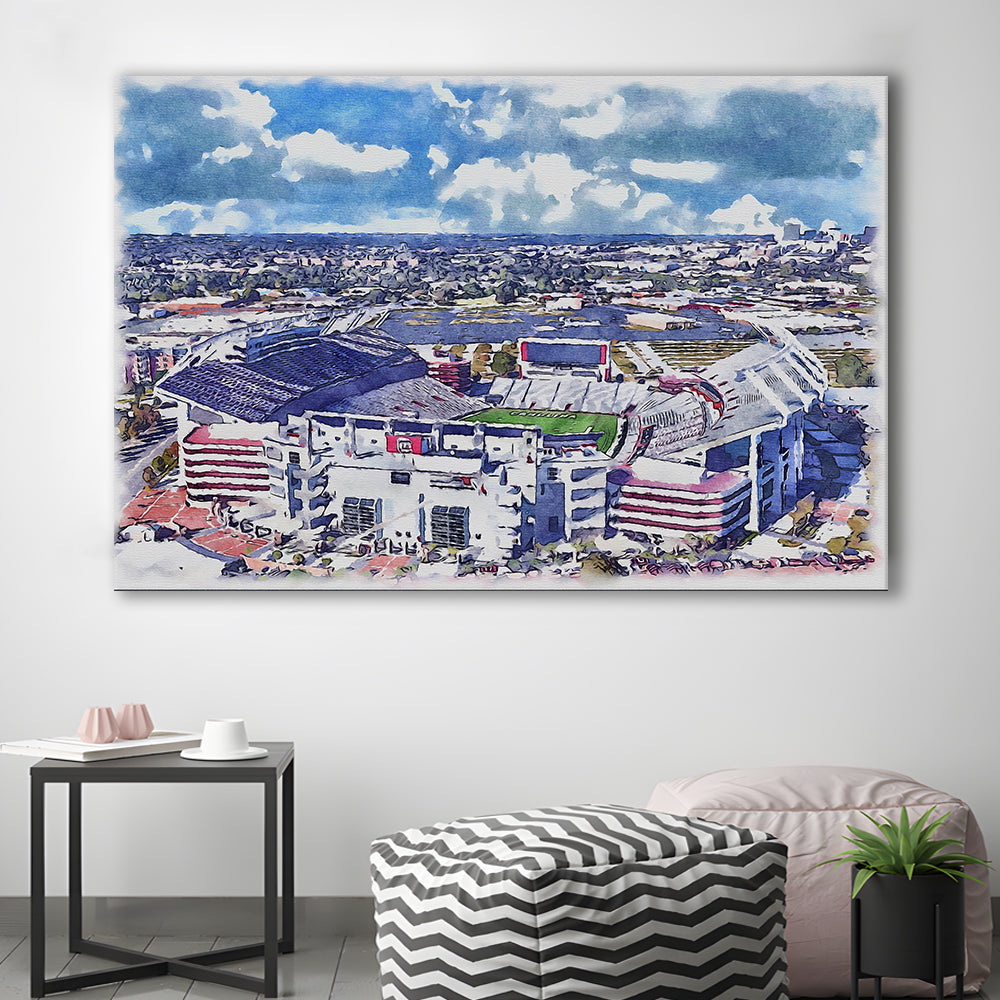 South Carolina Gamecocks, Williams Brice Painting Stadium Watercolor, Sport Art, Gifts for him, Canvas Print Wall Art