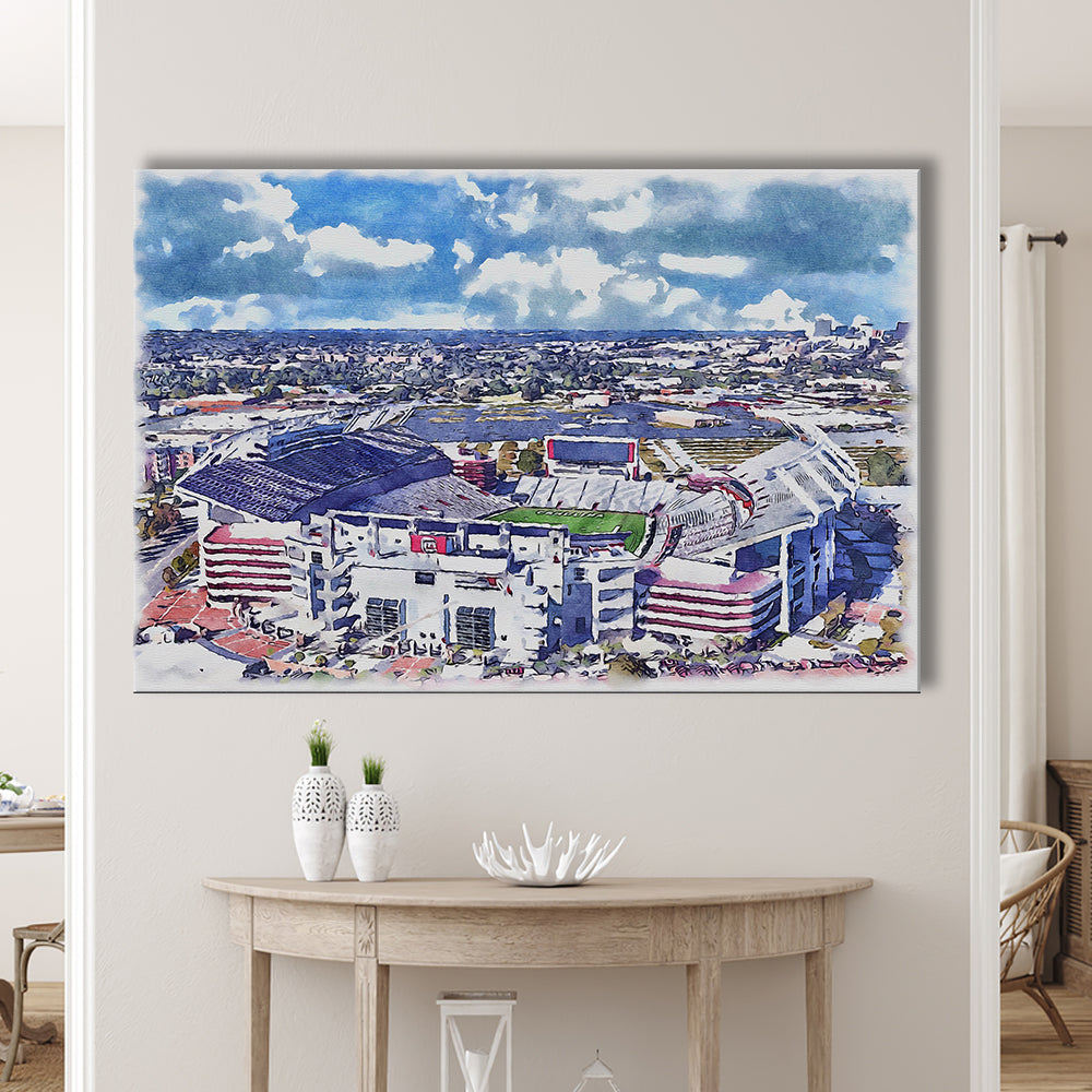 South Carolina Gamecocks, Williams Brice Painting Stadium Watercolor, Sport Art, Gifts for him, Canvas Print Wall Art