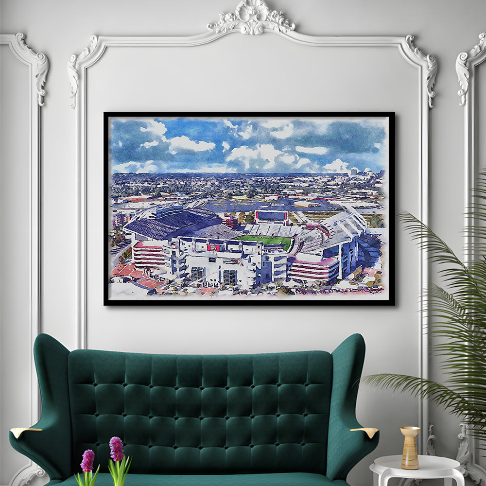 South Carolina Gamecocks, Williams Brice Painting Stadium Watercolor, Sport Gift Art, Framed Art Print Wall Decor