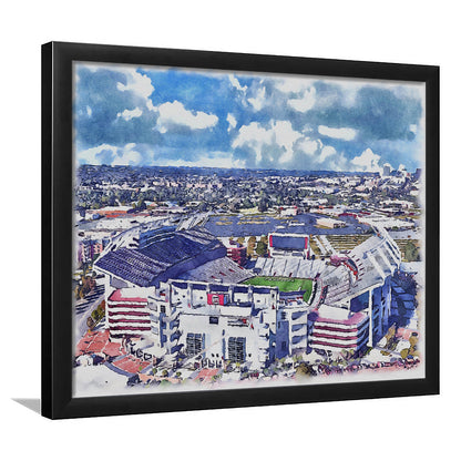 South Carolina Gamecocks, Williams Brice Painting Stadium Watercolor, Sport Gift Art, Framed Art Print Wall Decor