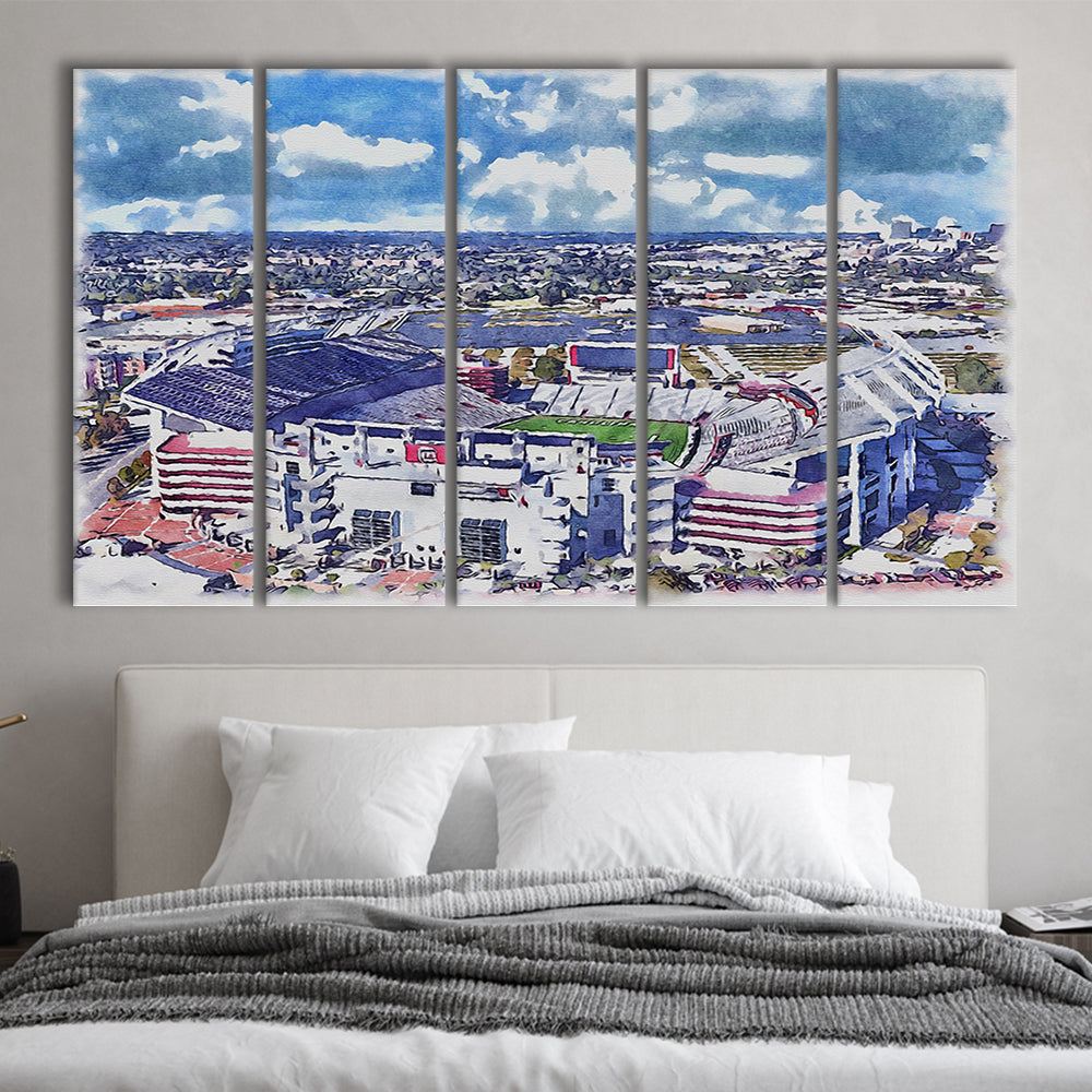 South Carolina Gamecocks, Williams Brice Painting Stadium Watercolor, Sport Art, Extra Large Canvas Print Wall Art