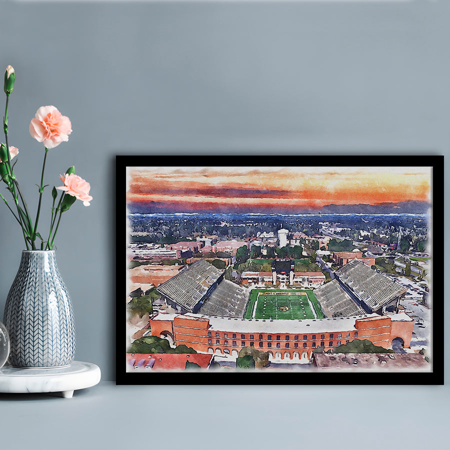 Southern Miss Golden Eagles -M M Roberts Painting Stadium Watercolor100, Sport Gift Art, Framed Art Print Wall Decor
