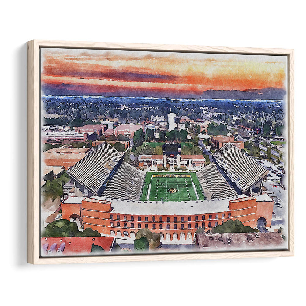 Southern Miss Golden Eagles -M M Roberts Stadium Watercolor, Sport Gift Art, Framed Canvas Print Wall Art
